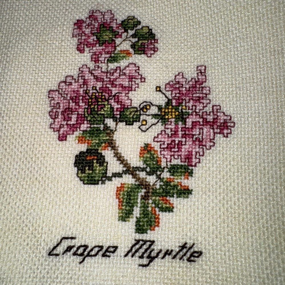 Vintage Botanical Floral CrossStitch Woven Throw Blanket Cream Cottagecore - Picture 10 of 14
